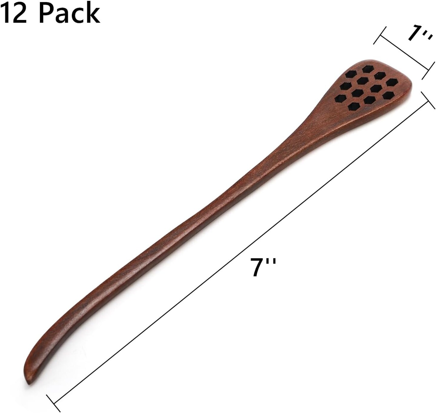 12 Pack 7-Inch Wooden Honey Dippers, Reusable Food-Safe Stirrers for Tea, Coffee, and Kitchen Use