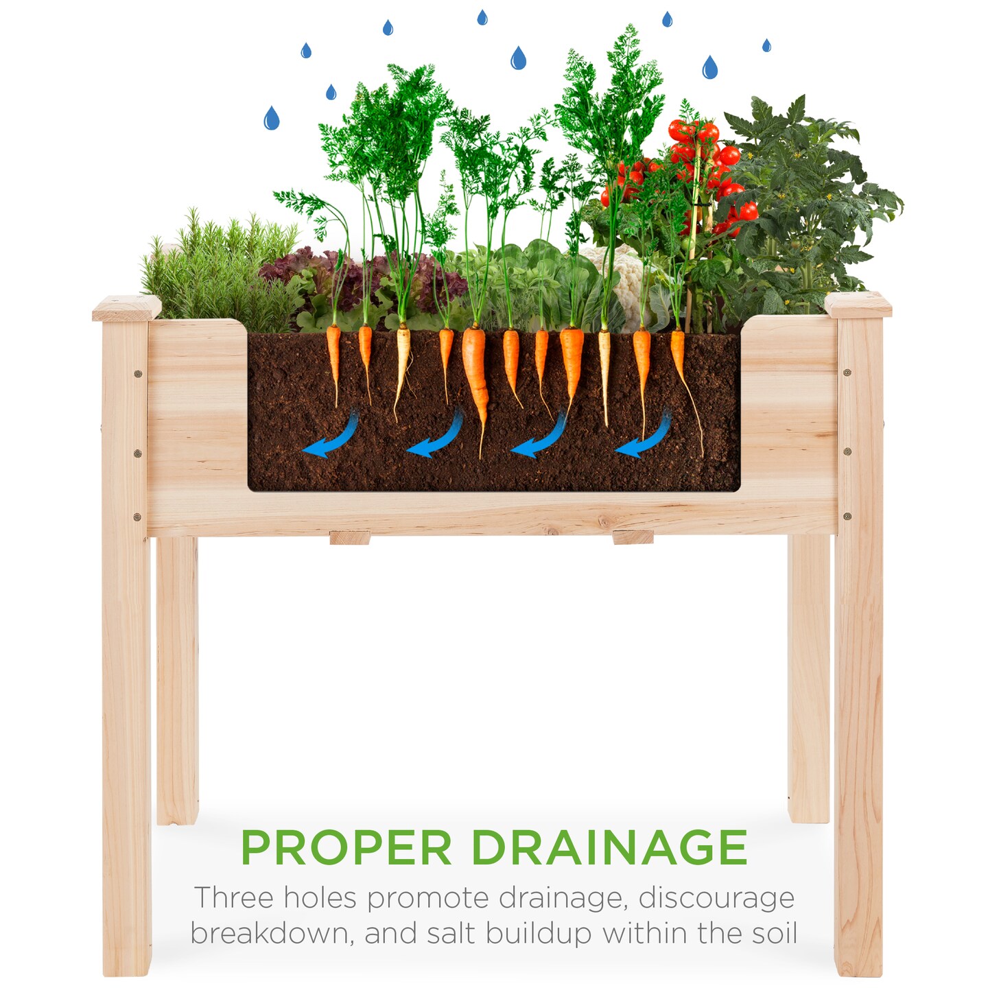 Best Choice Products 34x18x30in Raised Garden Bed, Elevated Wood Planter Box for Kids, Patio w/ Bed Liner