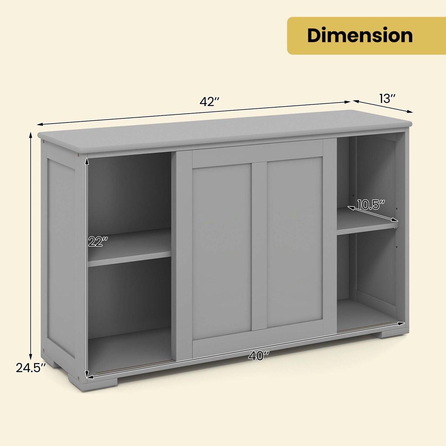 Costway Kitchen Storage Cabinet Sideboard Buffet Cupboard Wood Sliding Door Pantry Black/Gray/Brown/White