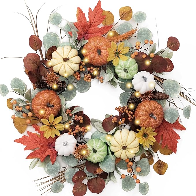 Orders Illuminated Harvest Halloween Wreath