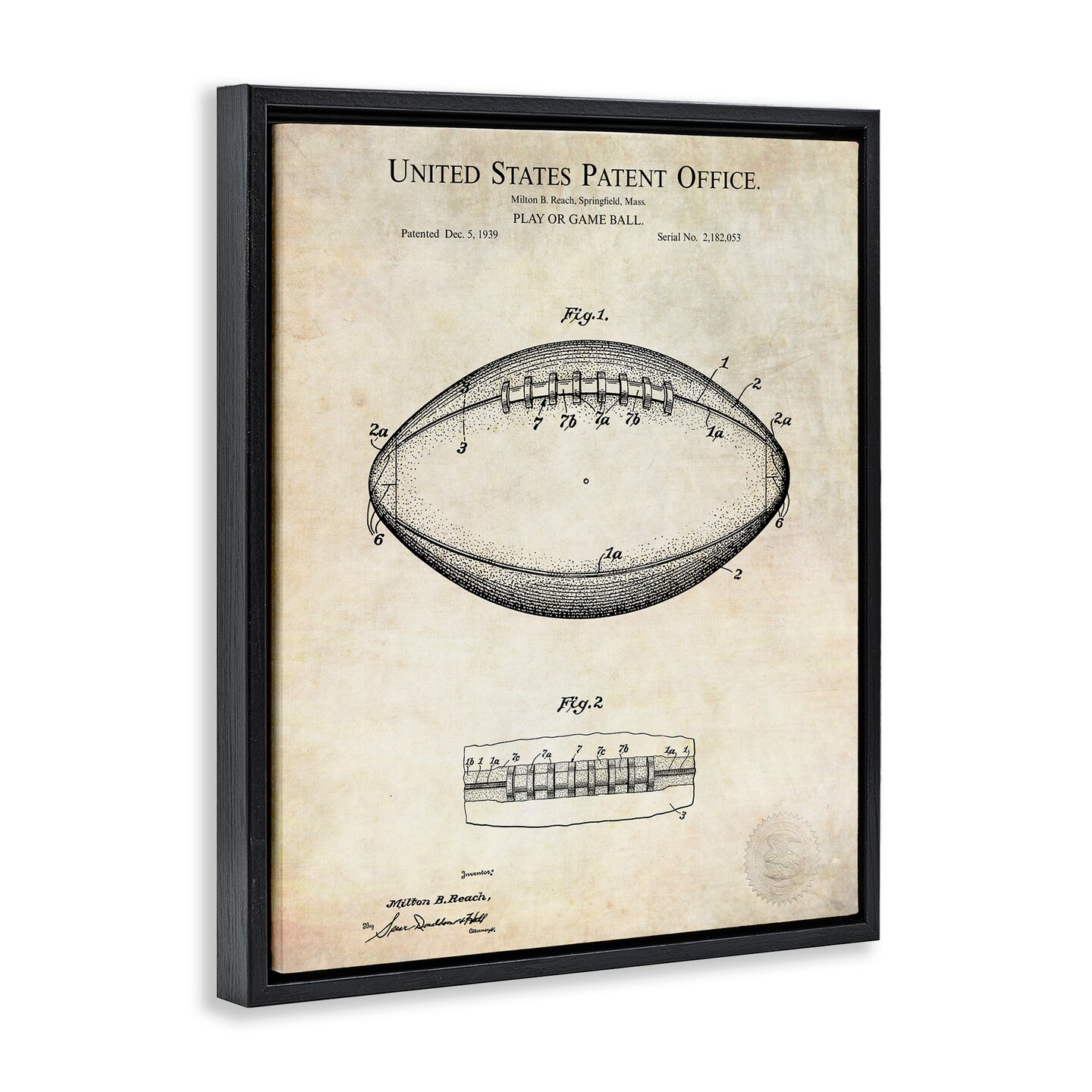 Stupell Industries American Football Sports Blueprint Framed Floater Canvas Wall Art