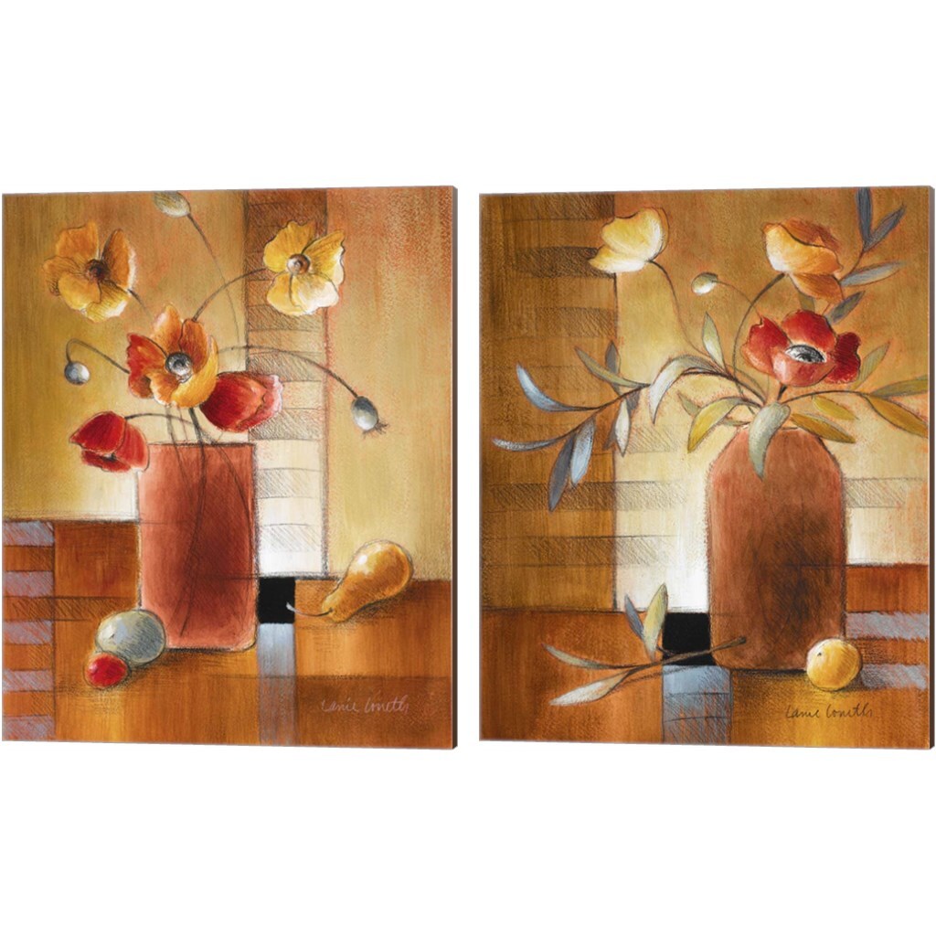 Afternoon Poppy Still Life by Lanie Loreth 12" x 15" Canvas Wall Art (Set of 2)