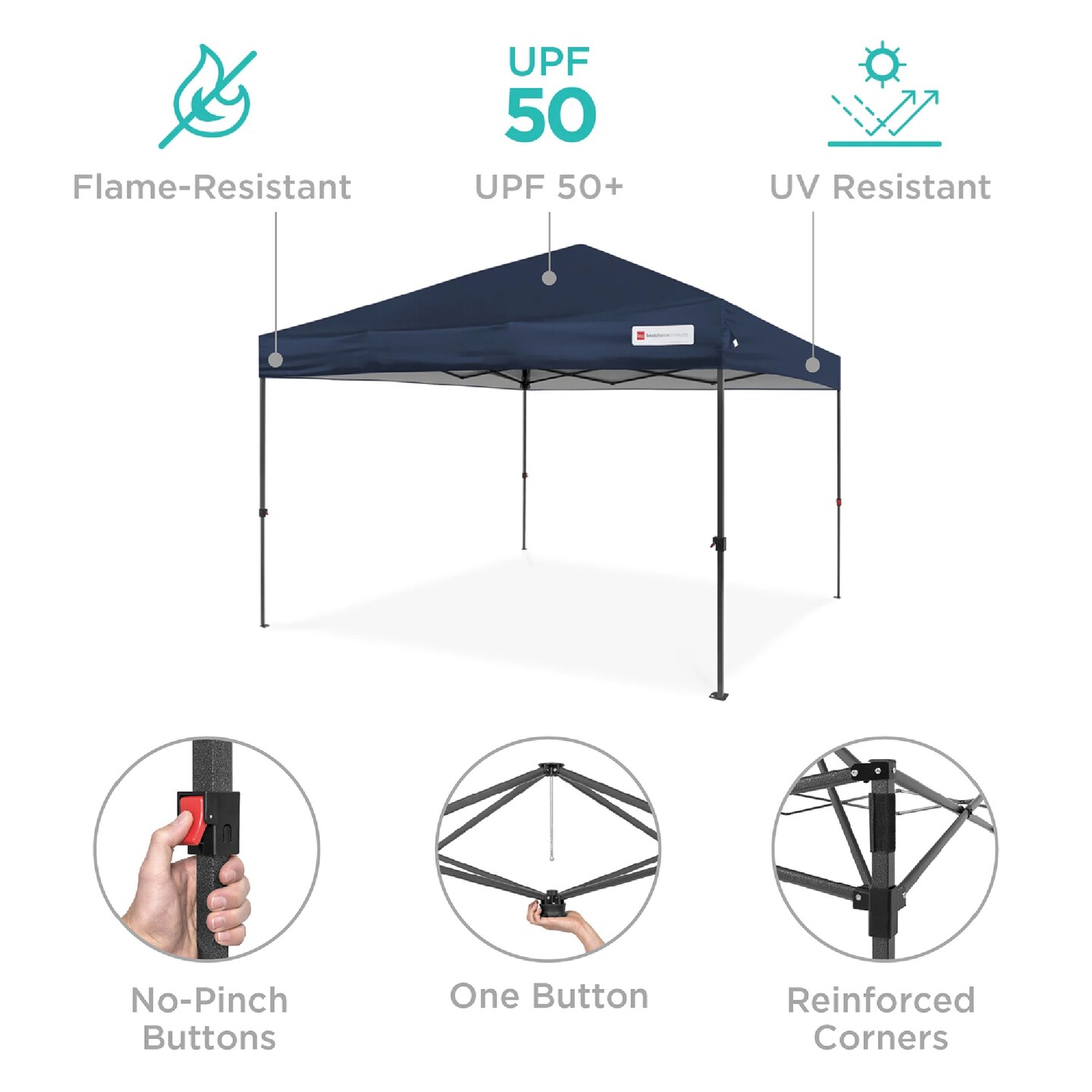 Best Choice Products 10x10ft Easy Setup Pop Up Canopy w/ 1-Button Setup, Wheeled Case, 4 Weight Bags