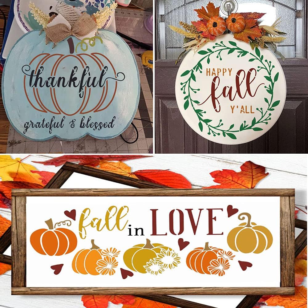 Fall Stencils: Pumpkin Stencil, Thanksgiving Stencil for Painting on Wood, Autumn Thankful Stencil for Porch, Wood Signs, Door Canvas Fabric