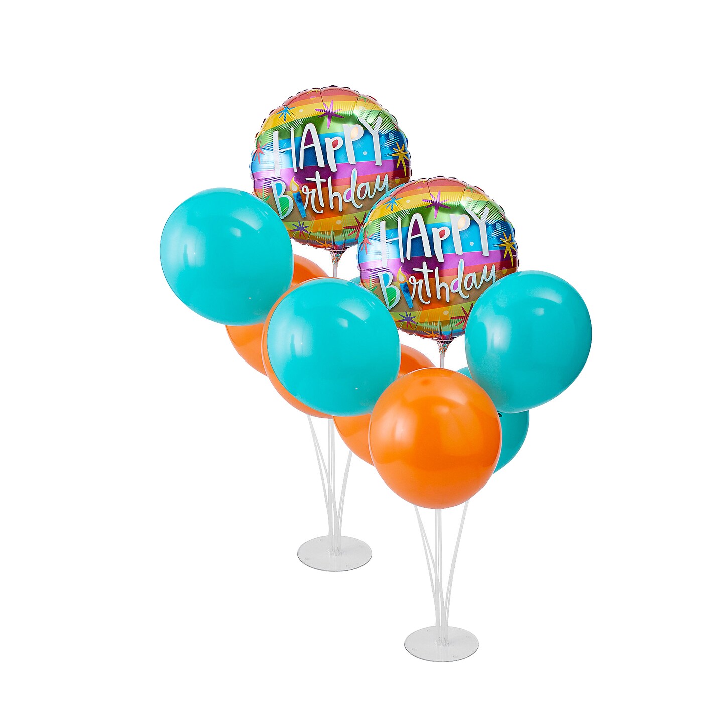 Happy Birthday Rainbow Stripes Balloon Centerpiece Kit - 52 Pc.