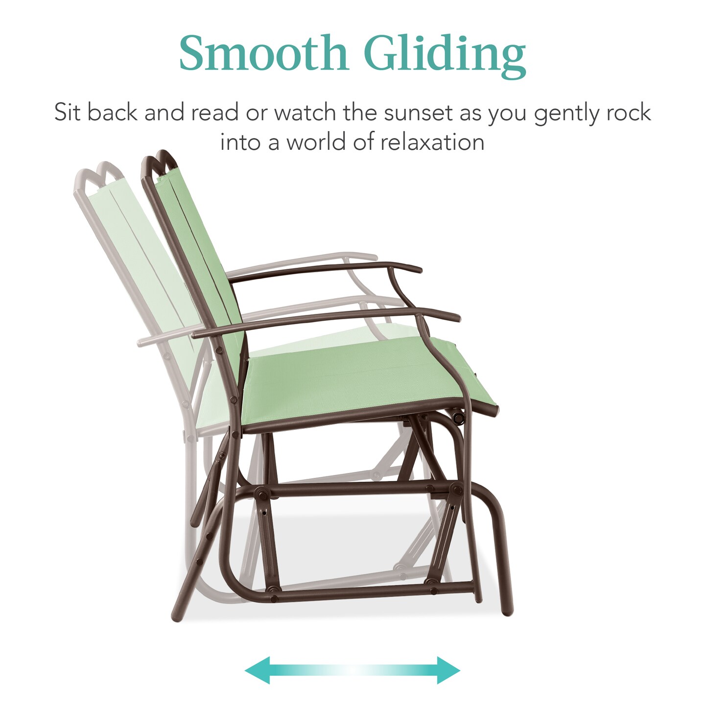 Best Choice Products 2-Person Outdoor Swing Glider, Steel Patio Loveseat, Bench Rocker w/ Armrests