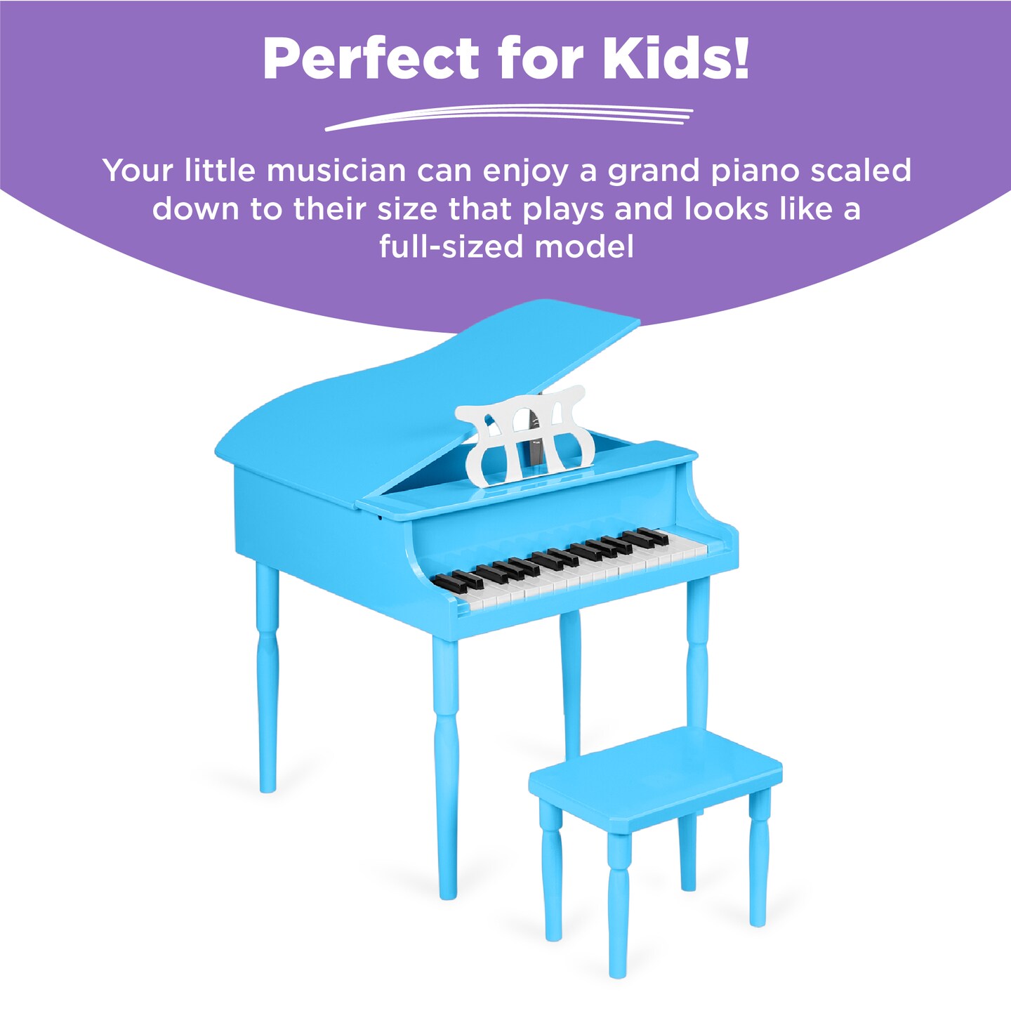 Best Choice Products Kids Classic 30-Key Mini Piano w/ Lid, Bench, Folding Music Rack, Song Book, Stickers
