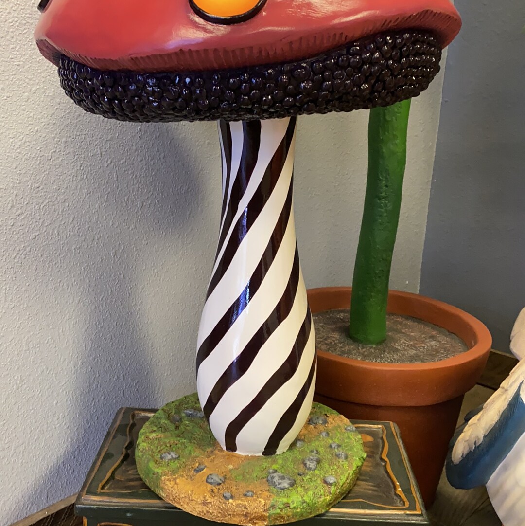 Small Striped Mushroom Over Sized Statue
