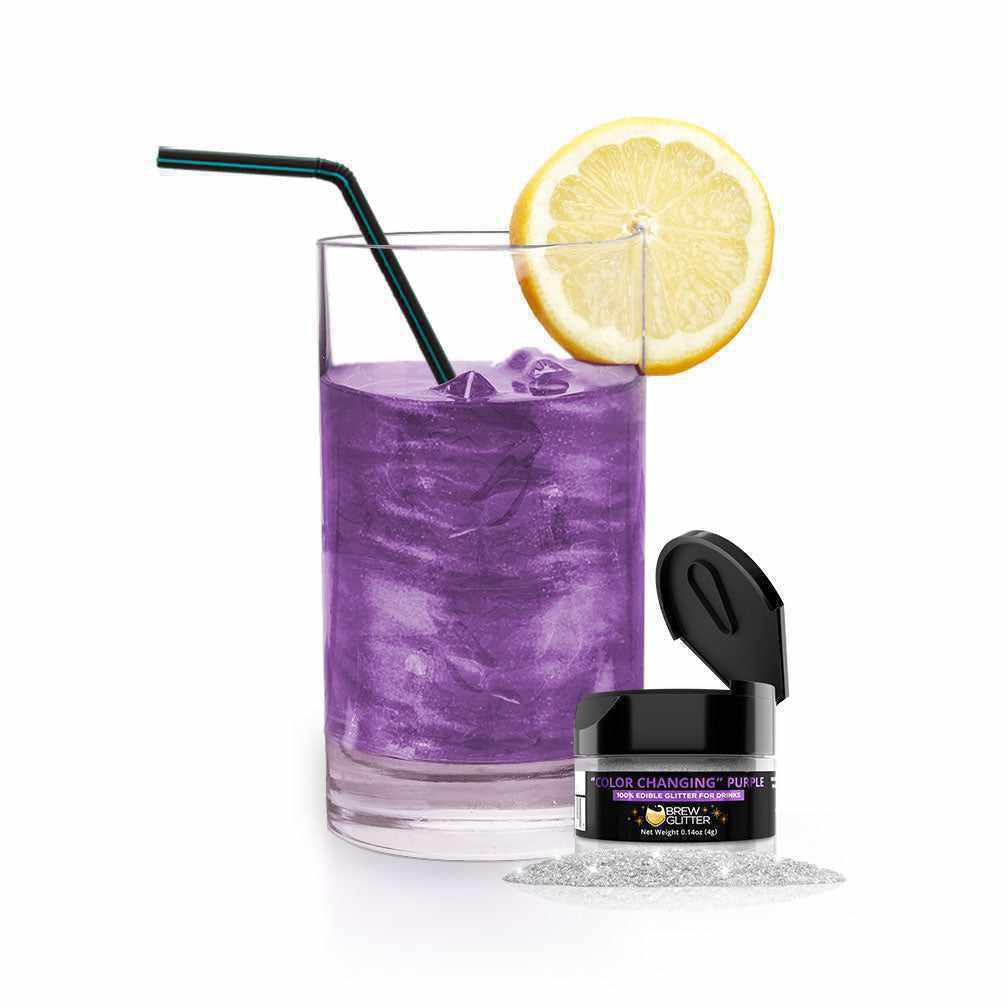 Brew Glitter - Purple Color Changing Edible Drink Glitter (4g, x1 Flip-Cap Jar) for Beer, Cocktails and Beverages
