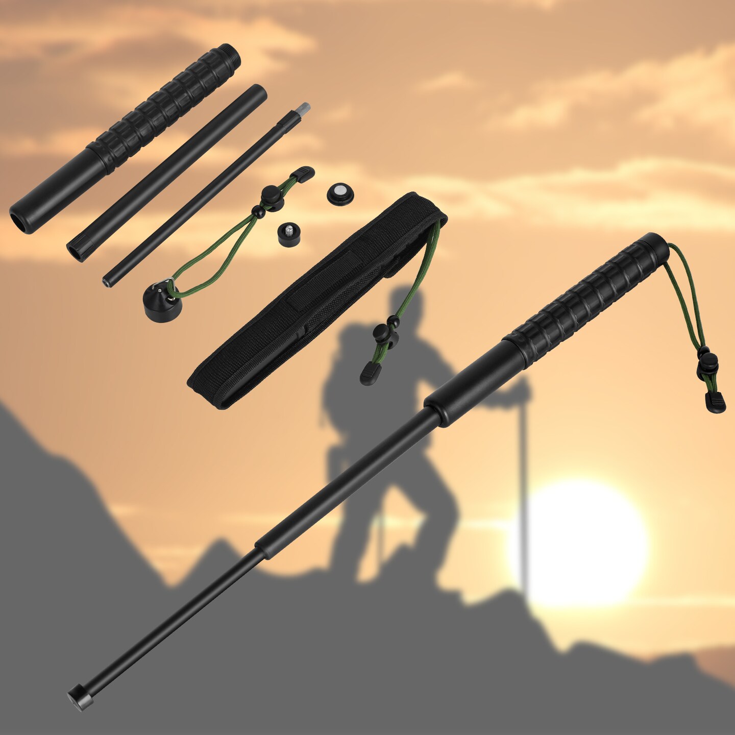 26&#x22; Metal Hiking Trekking Poles, Collapsible, Lightweight, Anti Shock, Hiking or Walking Sticks, Adjustable Hiking Pole for Men and Women