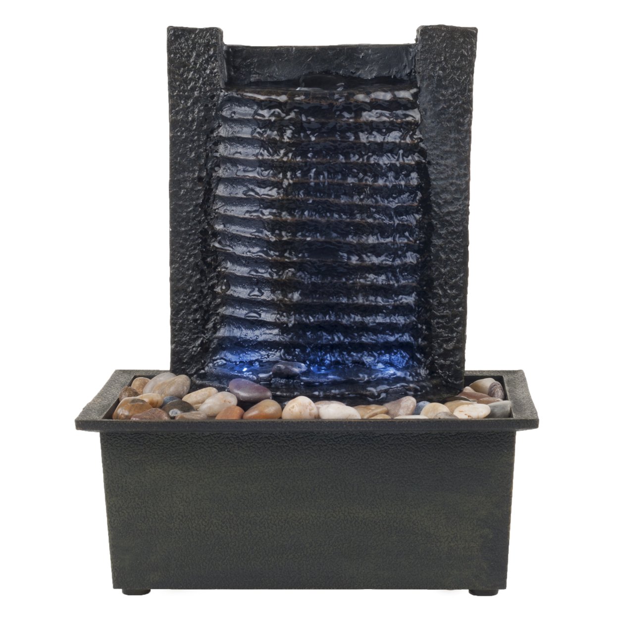 Pure Garden Led Waterfall Tabletop Fountain Indoor Polyresin 10.5 Inch Decor