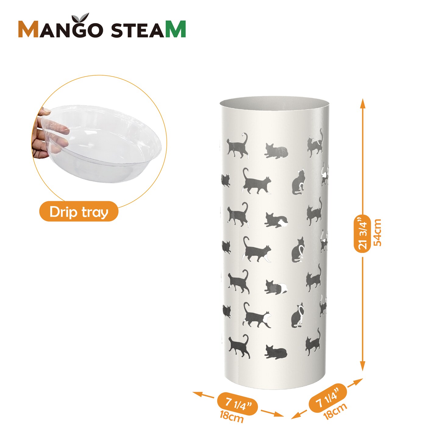 Mango Steam Round Cat Parade Umbrella Stand, 21.75&#x22; Tall