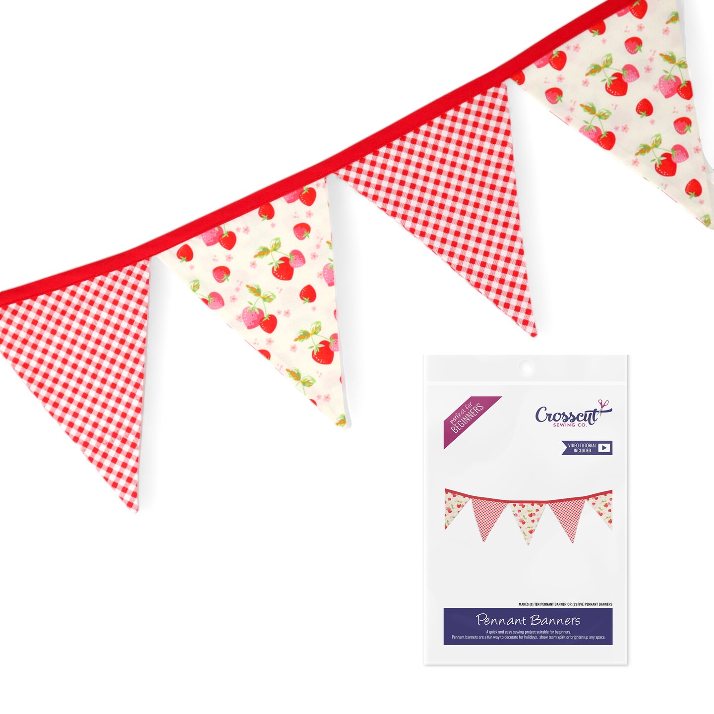 Crosscut Sewing Co. Monthly Pennant Banner DIY Sewing Kit - Sewing Project Kit for Beginners