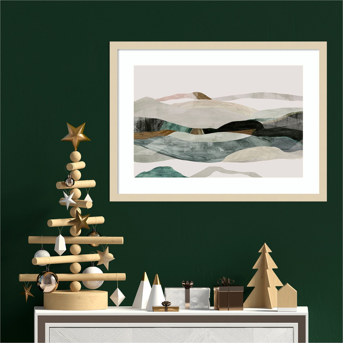 Winter in the Mountains by PI Studio Wood Framed Wall Art Print