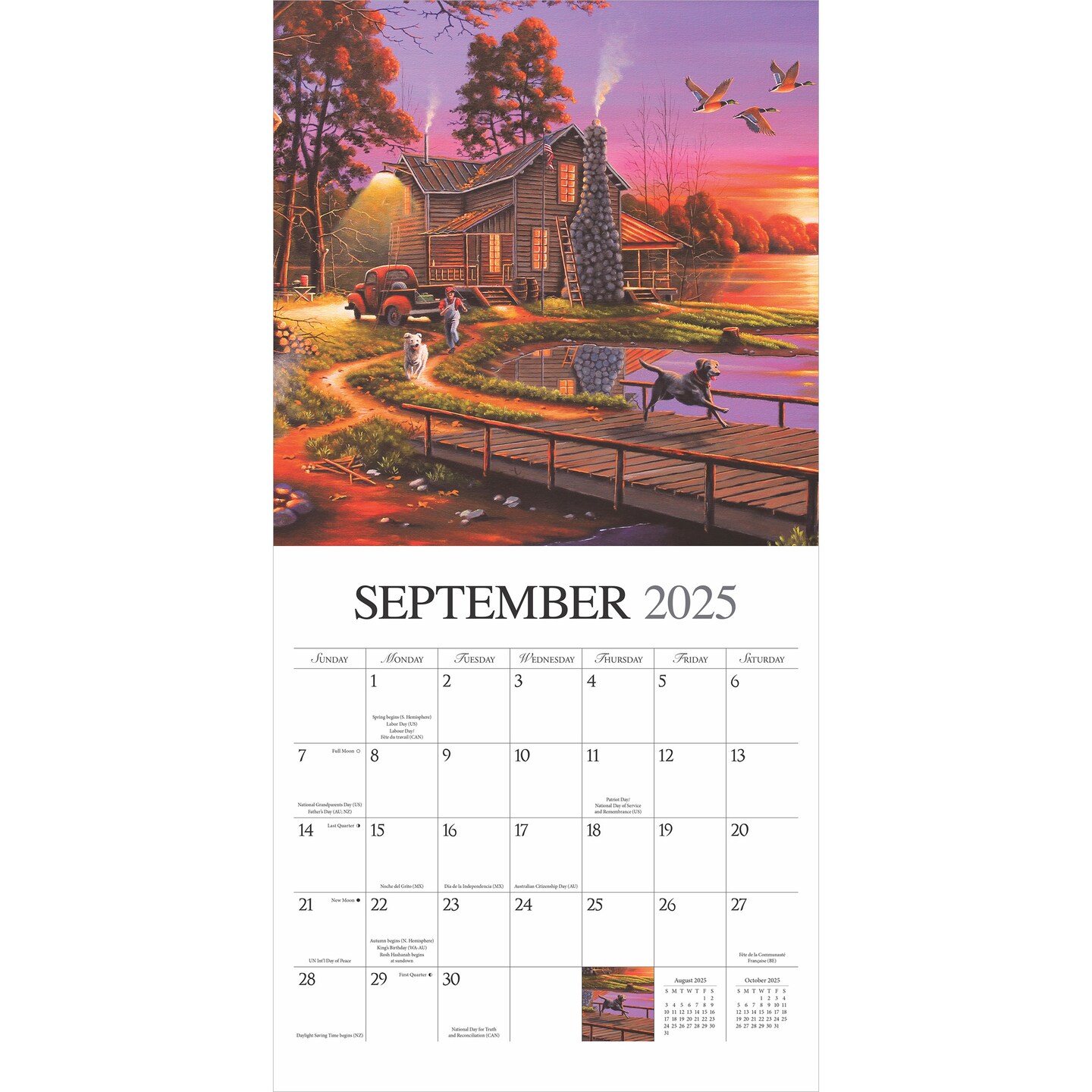 Vintage Country | 2025 12 x 24 Inch Monthly Square Wall Calendar | Featuring the Artwork of Geno Peoples | Plastic-Free | Hopper Studios | Cars and Trucks Artist