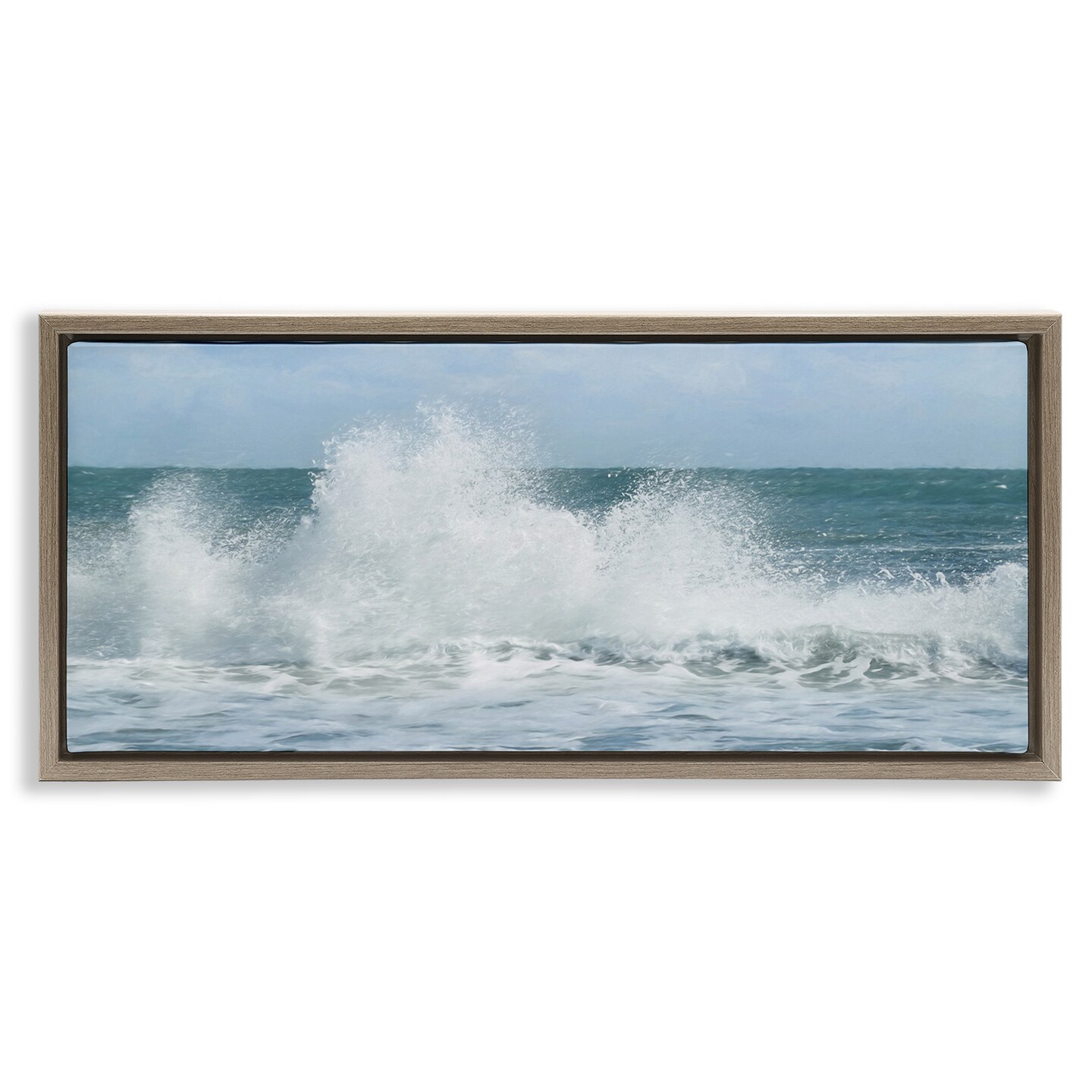 Stupell Industries Ocean Waves Crashing Foam Splash Framed Floater Canvas Wall Art