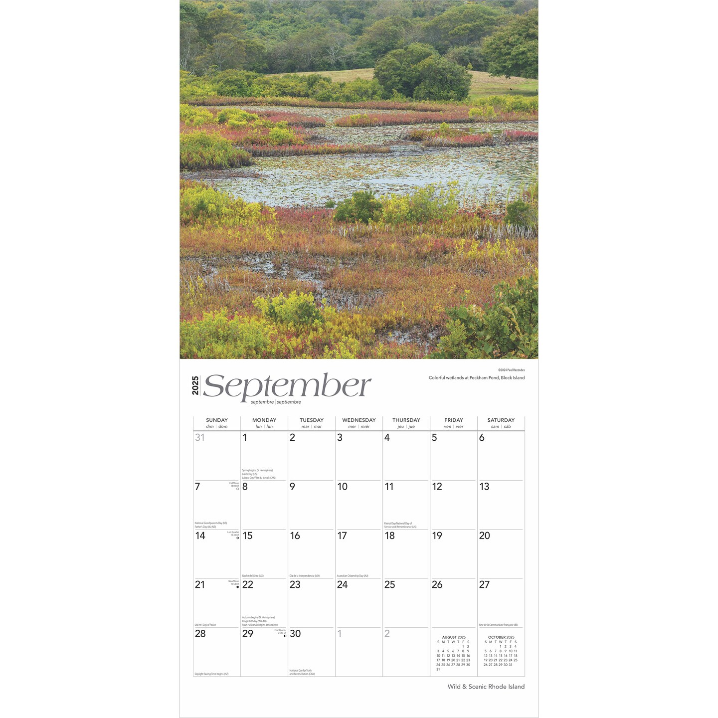 Rhode Island Wild &#x26; Scenic | 2025 12 x 24 Inch Monthly Square Wall Calendar | Plastic-Free | BrownTrout | USA United States of America Northeast Mid-Atlantic State Nature