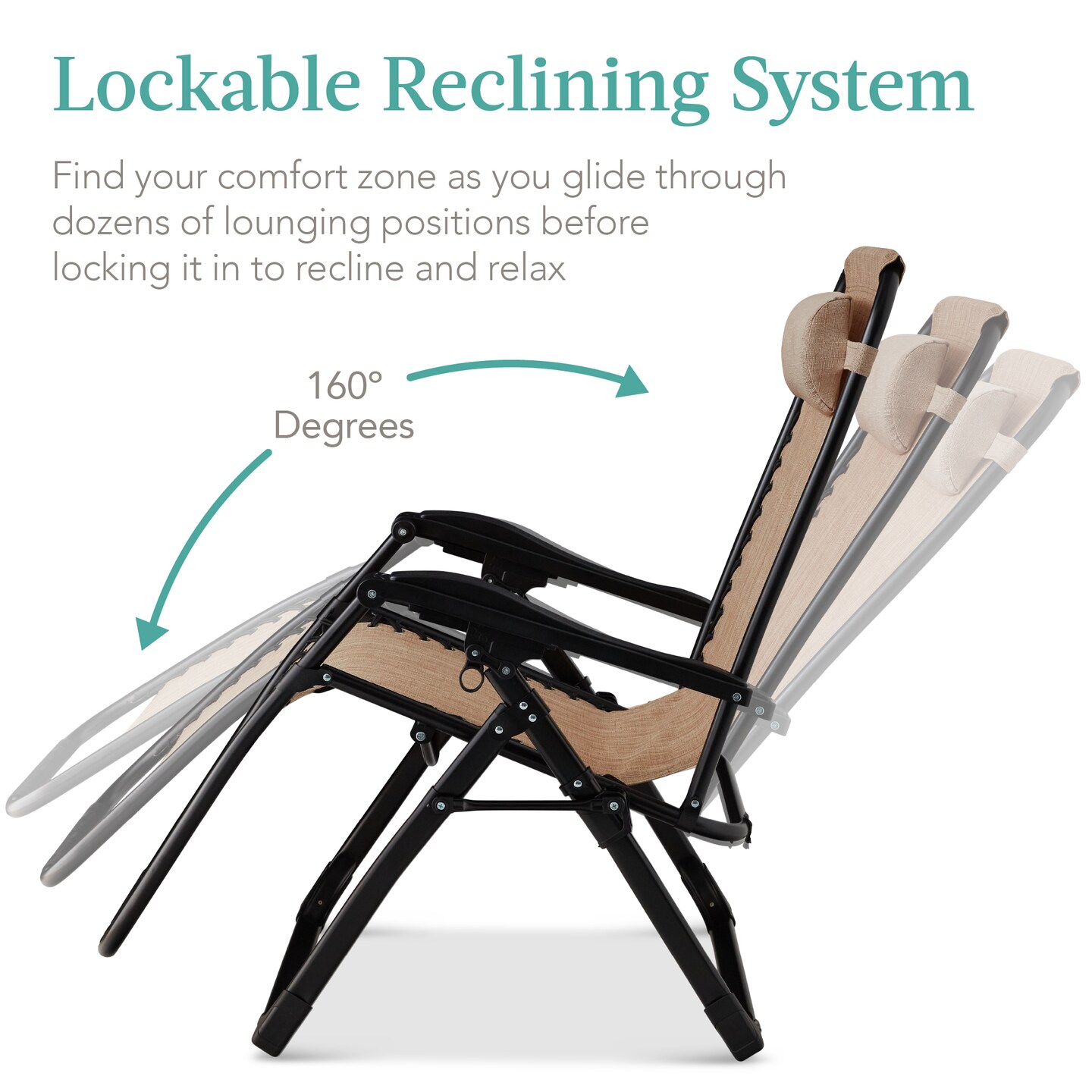 Best Choice Products Oversized Zero Gravity Chair, Folding Recliner w/ Removable Cushion, Side Tray