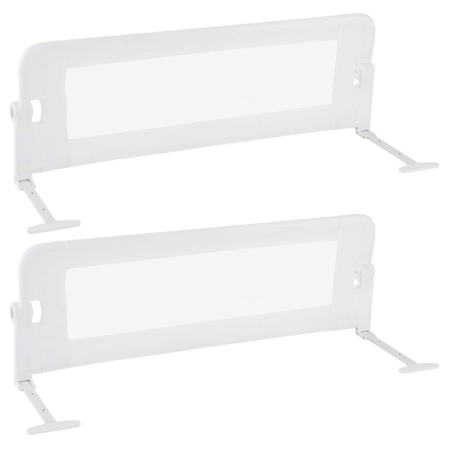 Costway 1/2 PCS 42&#x22; Toddler Foldable Bed Rail with Adjustable Safety Strap Bedrail Guard White