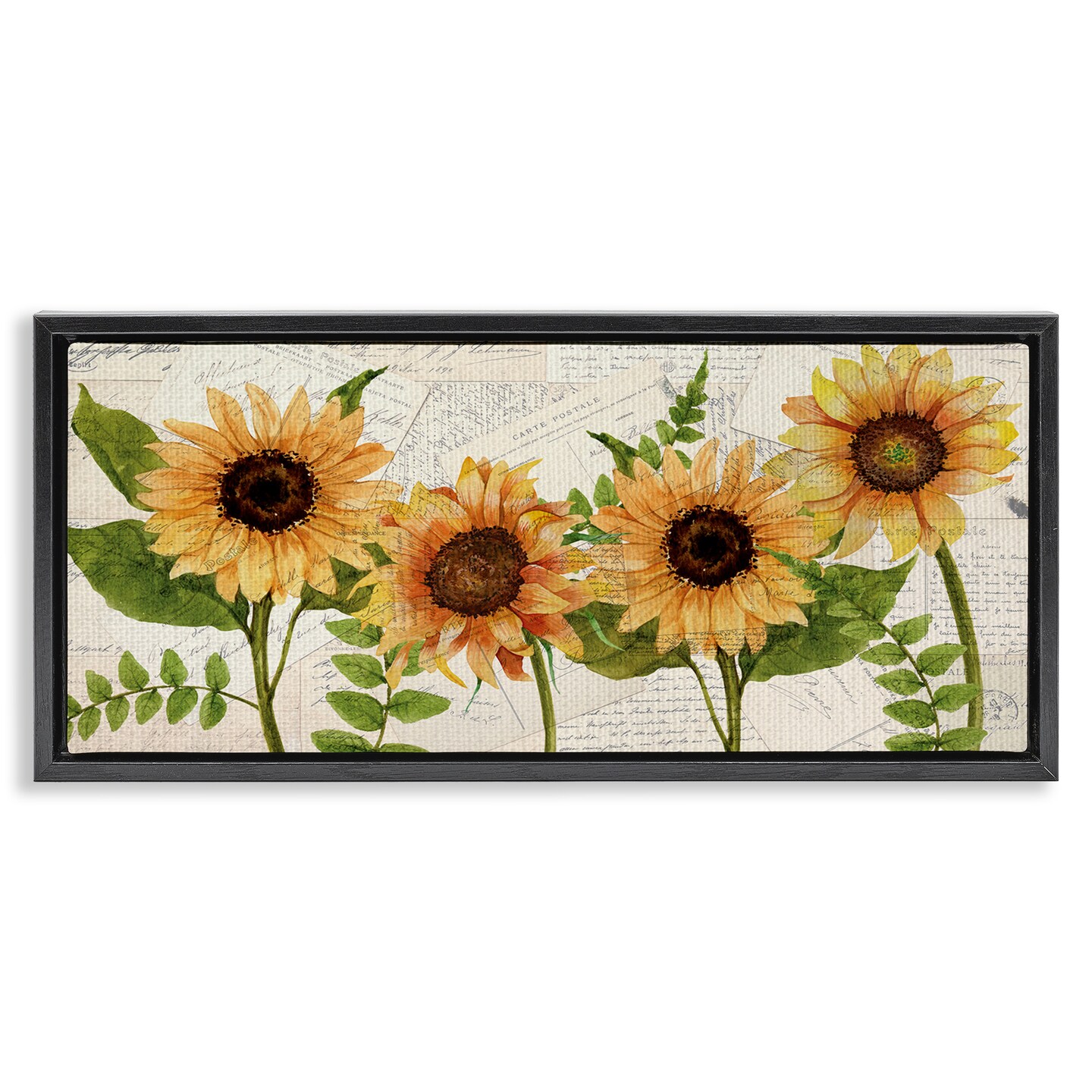 Stupell Industries Vintage European Postcard Collage Framed Floater Canvas Wall Art