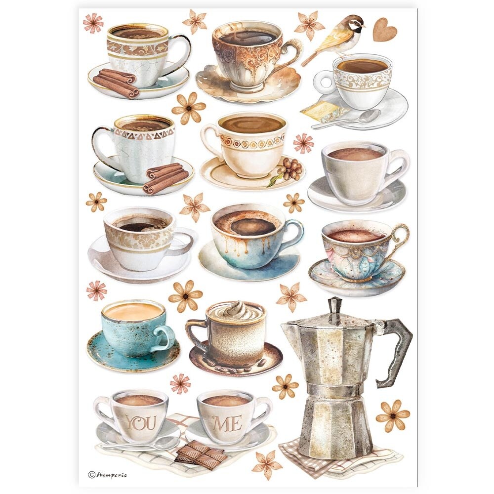 Stamperia Rice Paper Sheet A4-Cups