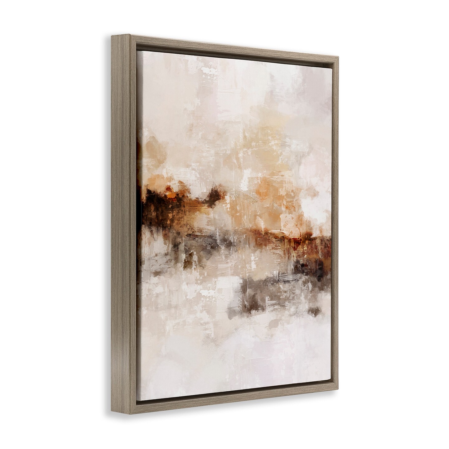 Stupell Industries Beige & Brown Abstract Framed Floater Canvas Wall Art
