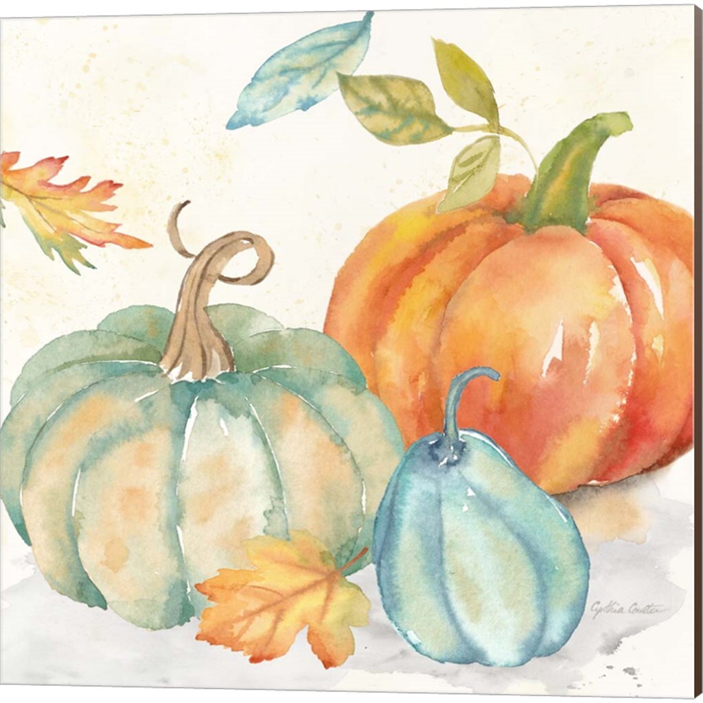 Pumpkin Patch by Cynthia Coulter 14" x 14" Canvas Wall Art (Set of 2)
