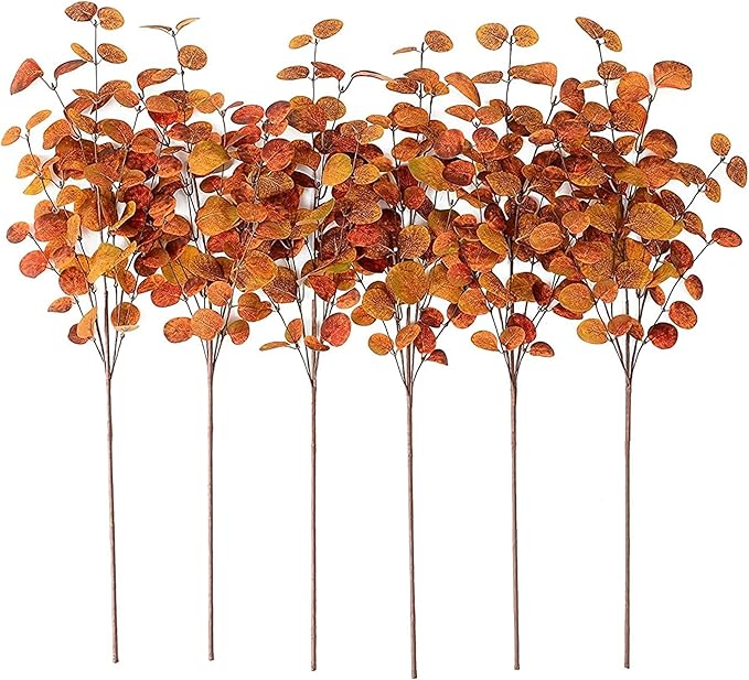 6 Pieces Fall Picks Fall Stems, Artificial Eucalyptus Stems Golden Eucalyptus Picks Autumn Picks: Fall Floral Stems, Leaf Spray