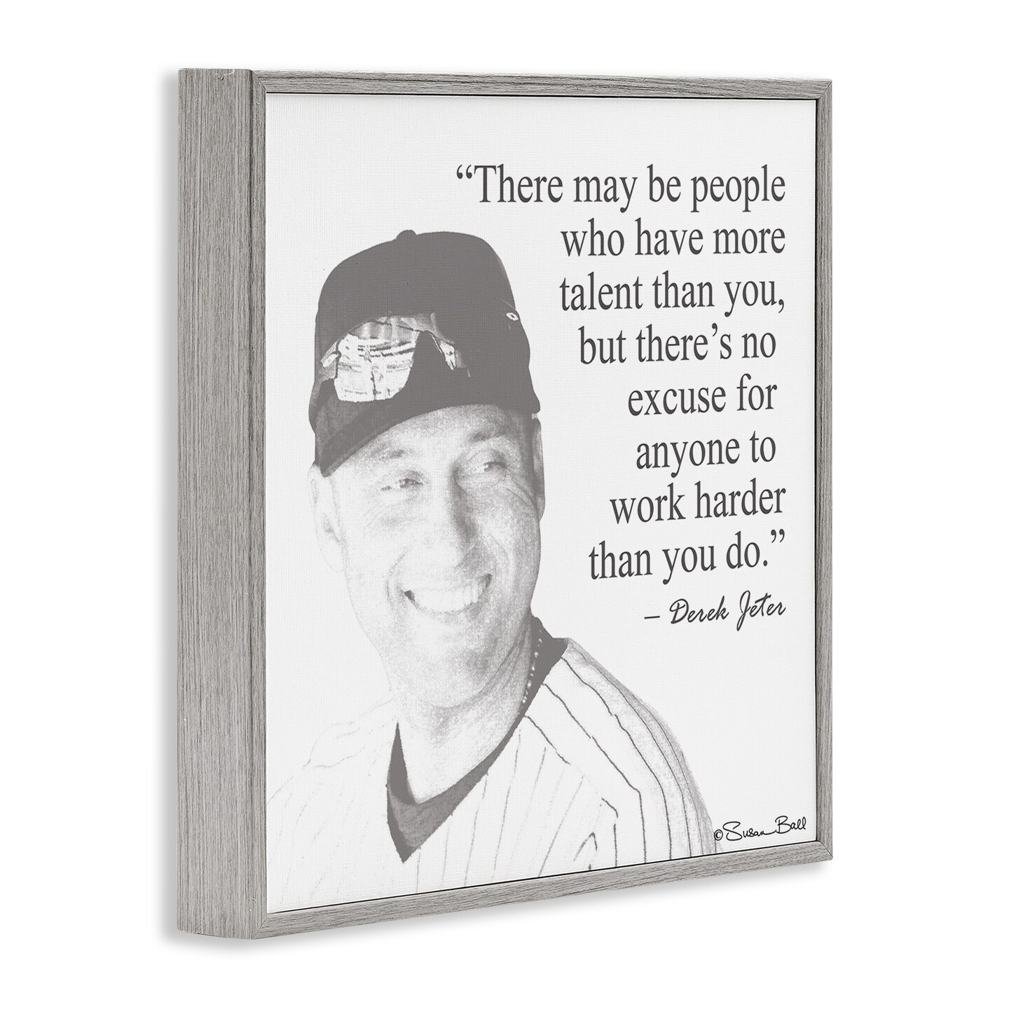 Stupell Industries Work Hard Derek Jeter Quote Framed Giclee Art
