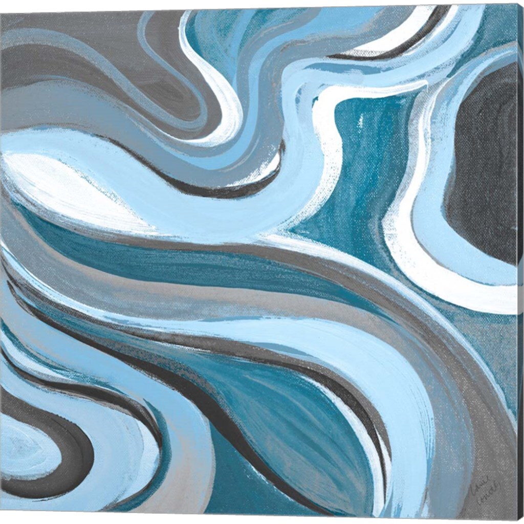 Curvilinear Blue by Lanie Loreth 14&#x22; x 14&#x22; Canvas Wall Art (Set of 2)