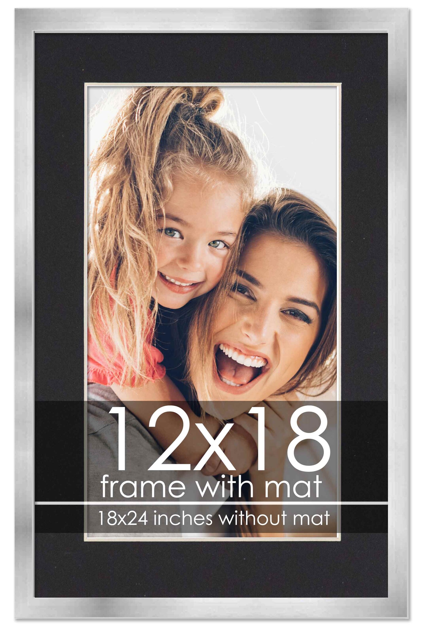 Metallic Silver with Black Photo Mat, UV Acrylic Front, Foam Board Backing, 60 Sizes Available