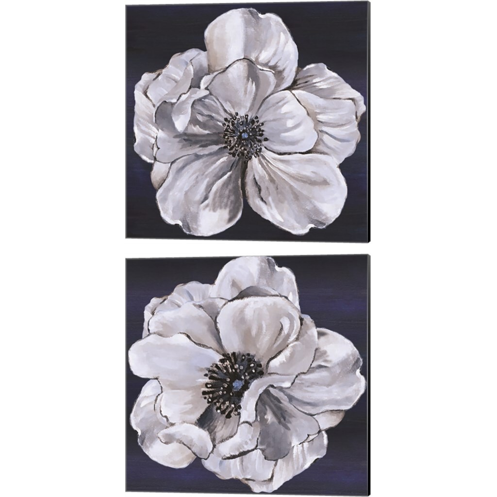 Blue & White Floral by Lee C 14" x 14" Canvas Wall Art (Set of 2)