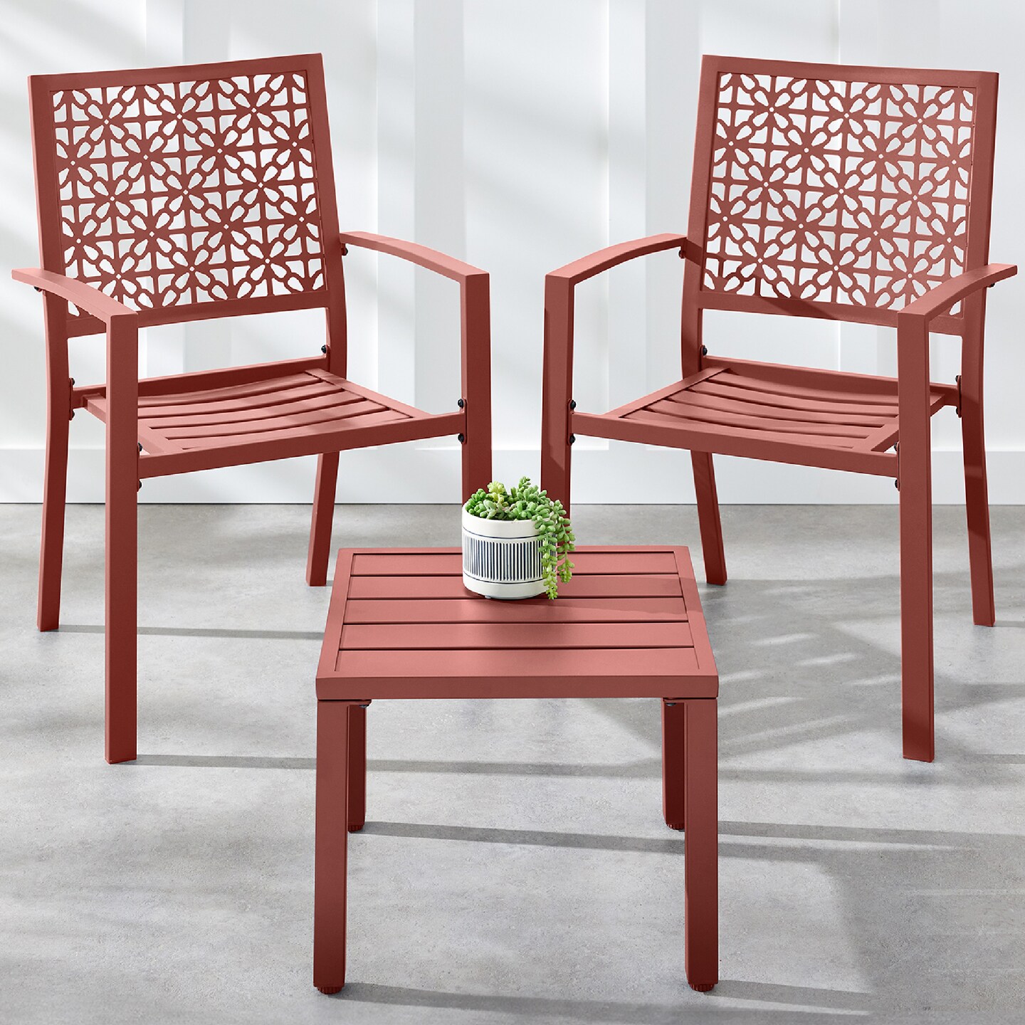 Best Choice Products 3-Piece Stackable Patio Bistro Set, Outdoor Chat Furniture w/ 2 Chairs, Table