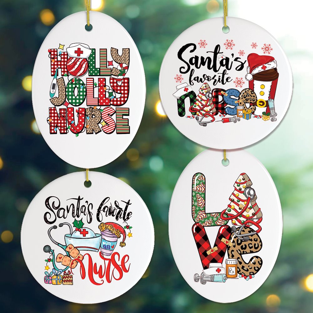 Santa&#x27;s Favorite Nurse Christmas Ornament Bundle Set of Four