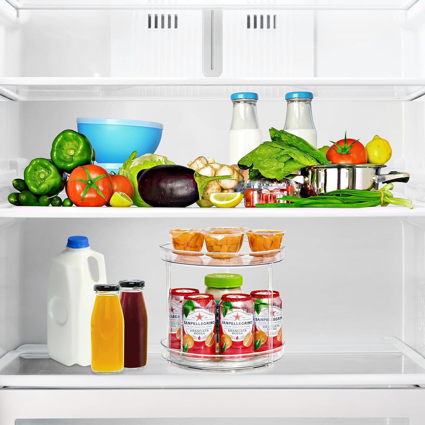 Sorbus 9 Inch 2 Tier Clear Lazy Susan Organizer for Refrigerator Organizing | Rotating Lazy Susan Turntable (2 Pack)