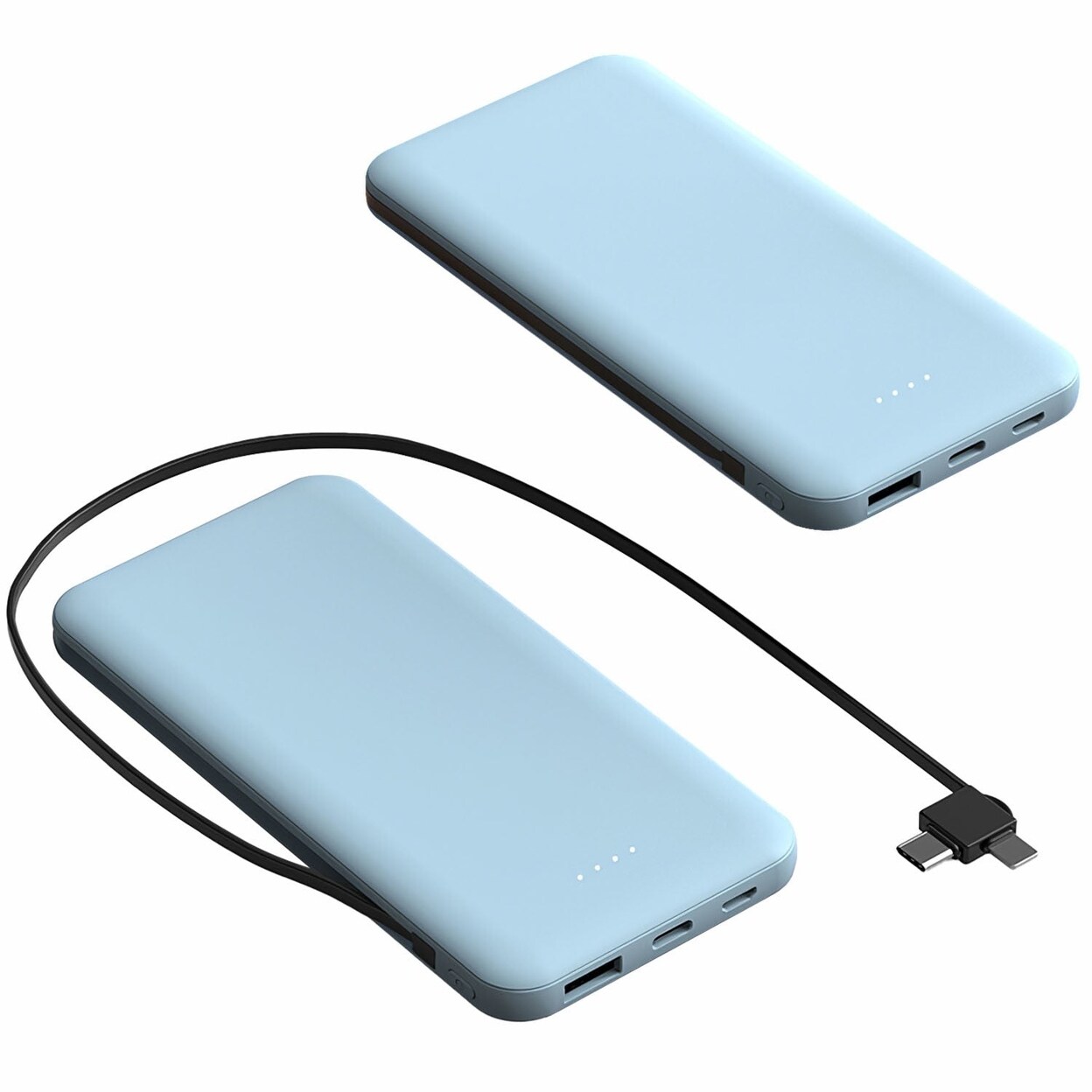 10000Mah Power Bank Portable Phone Charger External Battery Pack With Lt Type C Double-Ended Cable Type C Usb Cable
