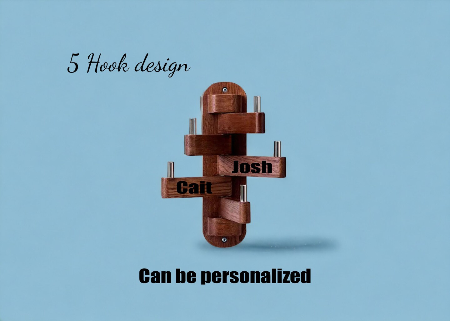 Walnut coat rack | Personalized coat rack | 5 Hook swivel coat rack ...