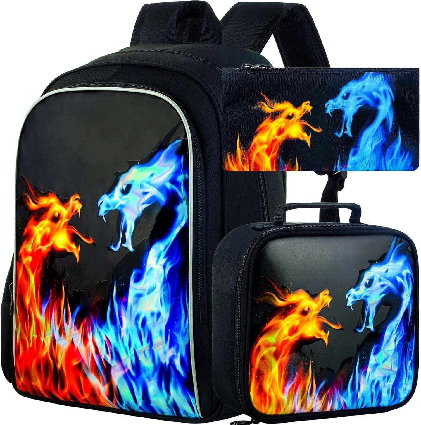 3PCS Backpack for Boys 16 Inch Kids Red Blue Fire Dragon Water Resistant Preschool Backpacks Elementary Kindergarten School Bookbag Set for Teen Travel Michaels