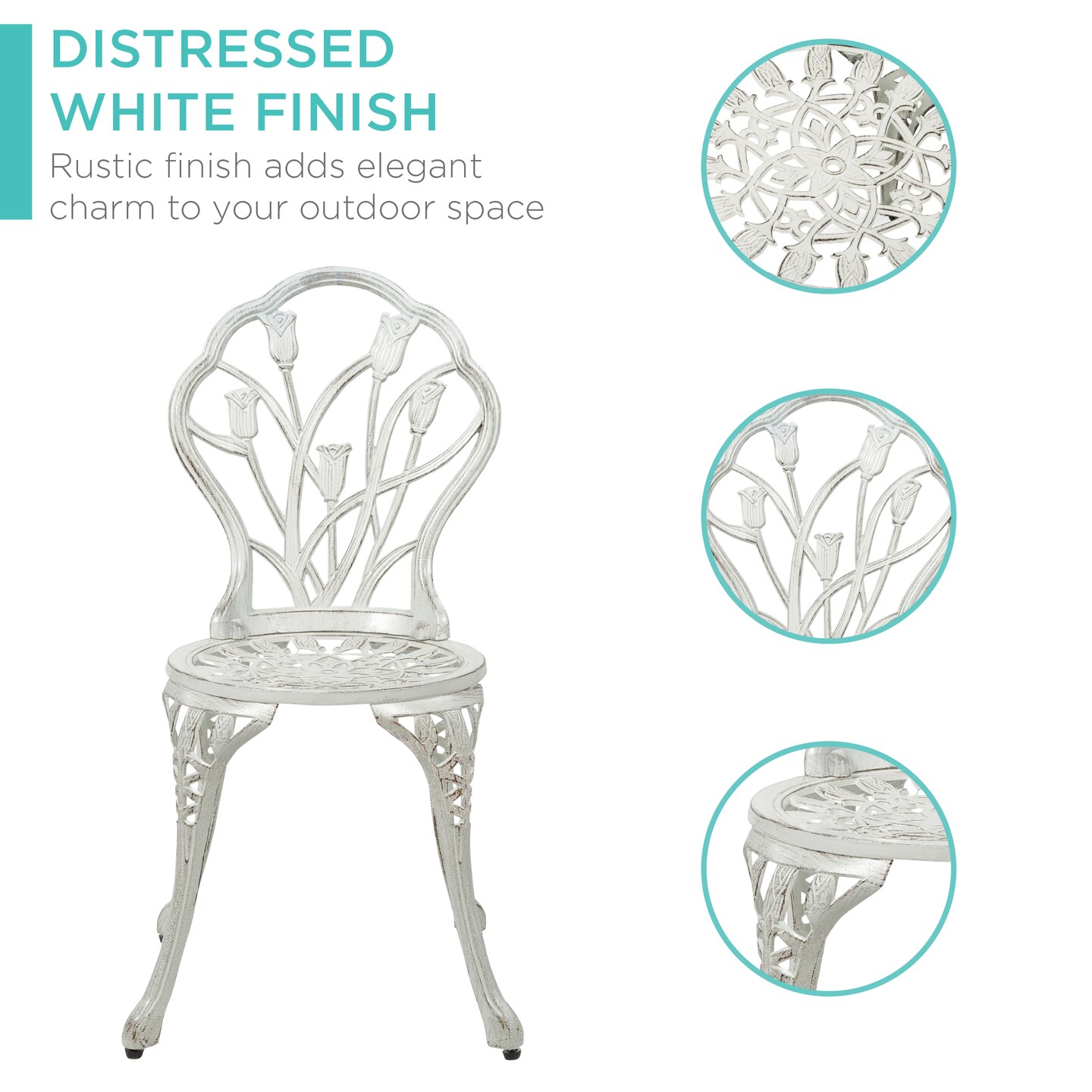 Best Choice Products 3-Piece Cast Aluminum Patio Bistro Furniture Set w/ Antique Finish