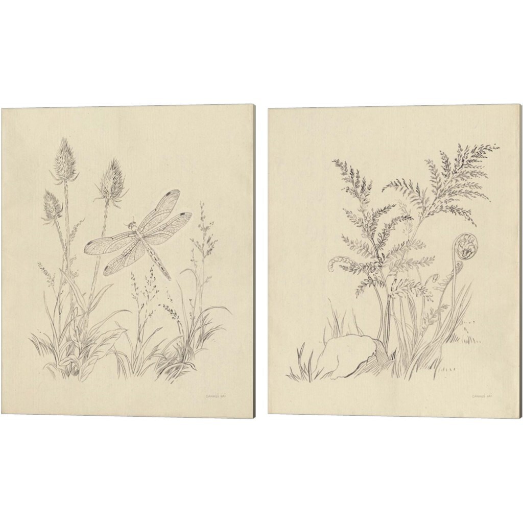 Vintage Nature Sketchbook by Danhui Nai 12" x 15" Canvas Wall Art (Set of 2)