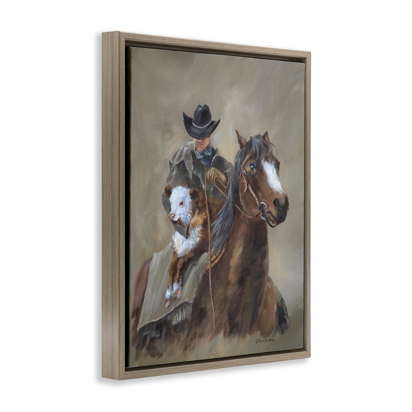 Stupell Industries Ranch Cowboy Western Horse Black Framed Floater Canvas Wall Art