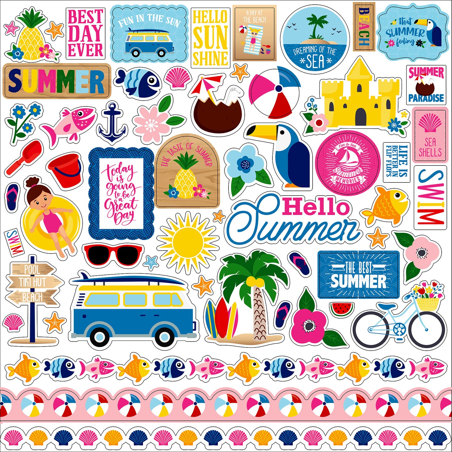 Echo Park I Love Summer 12 x 12 Cardstock Stickers