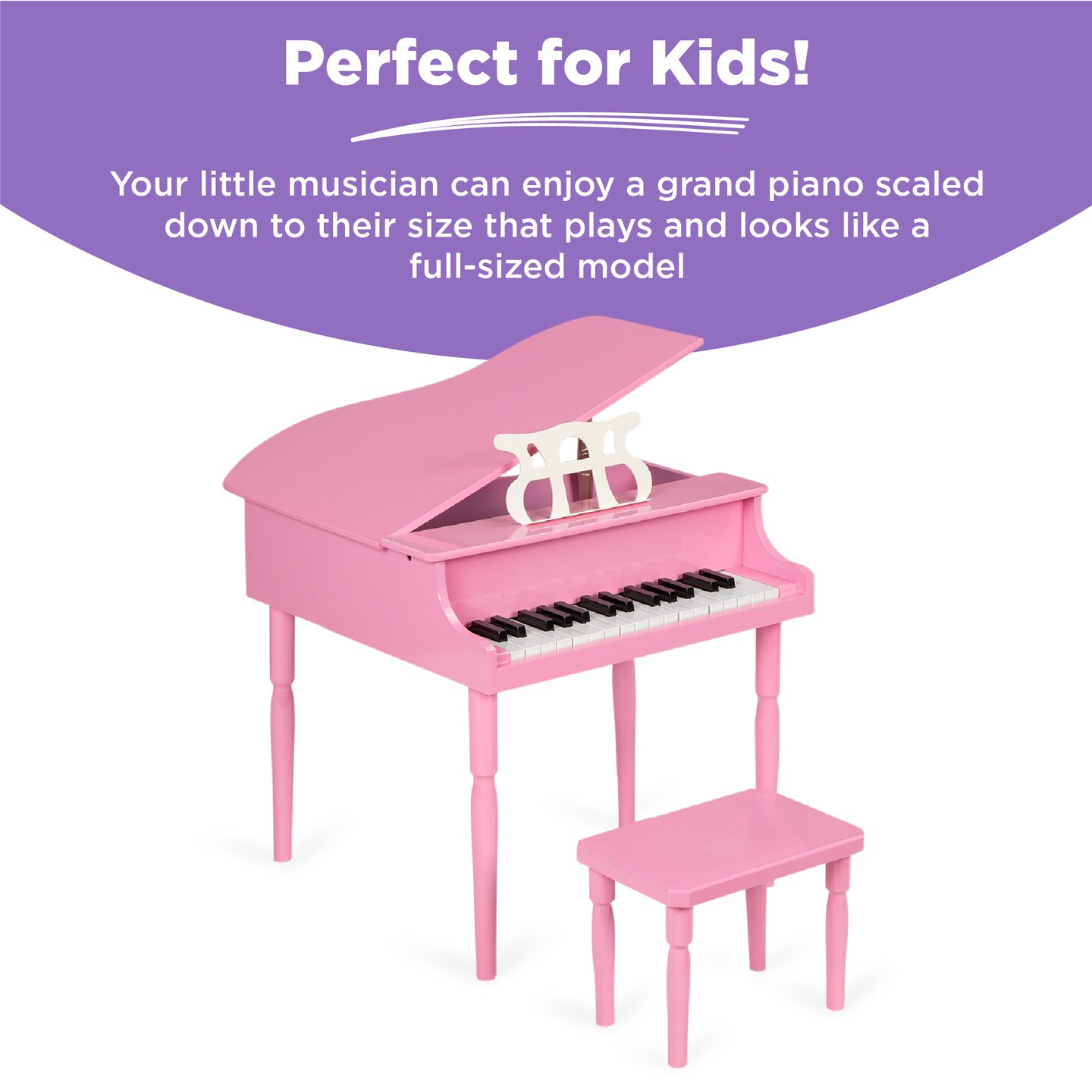 Best Choice Products Kids Classic 30-Key Mini Piano w/ Lid, Bench, Folding Music Rack, Song Book, Stickers