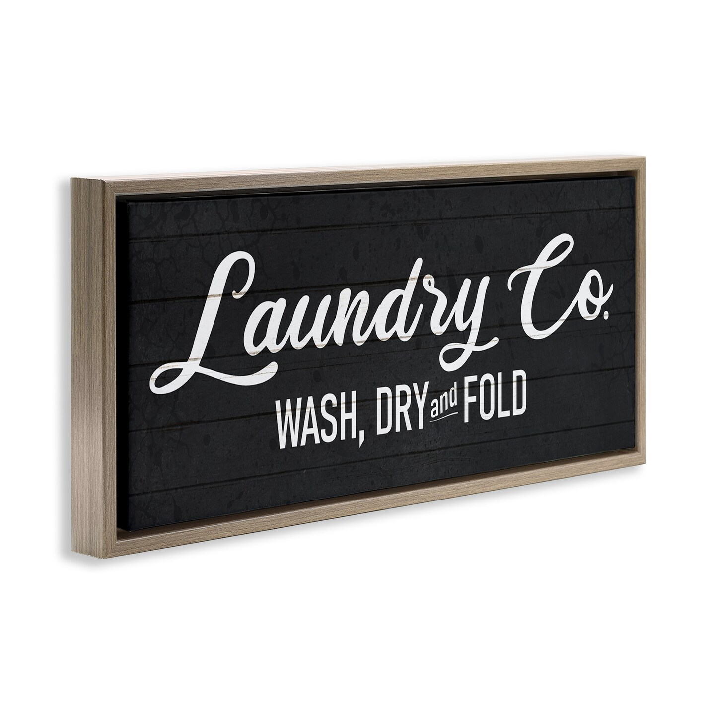 Stupell Industries Rustic Laundry Co Sign Framed Floater Canvas Wall Art