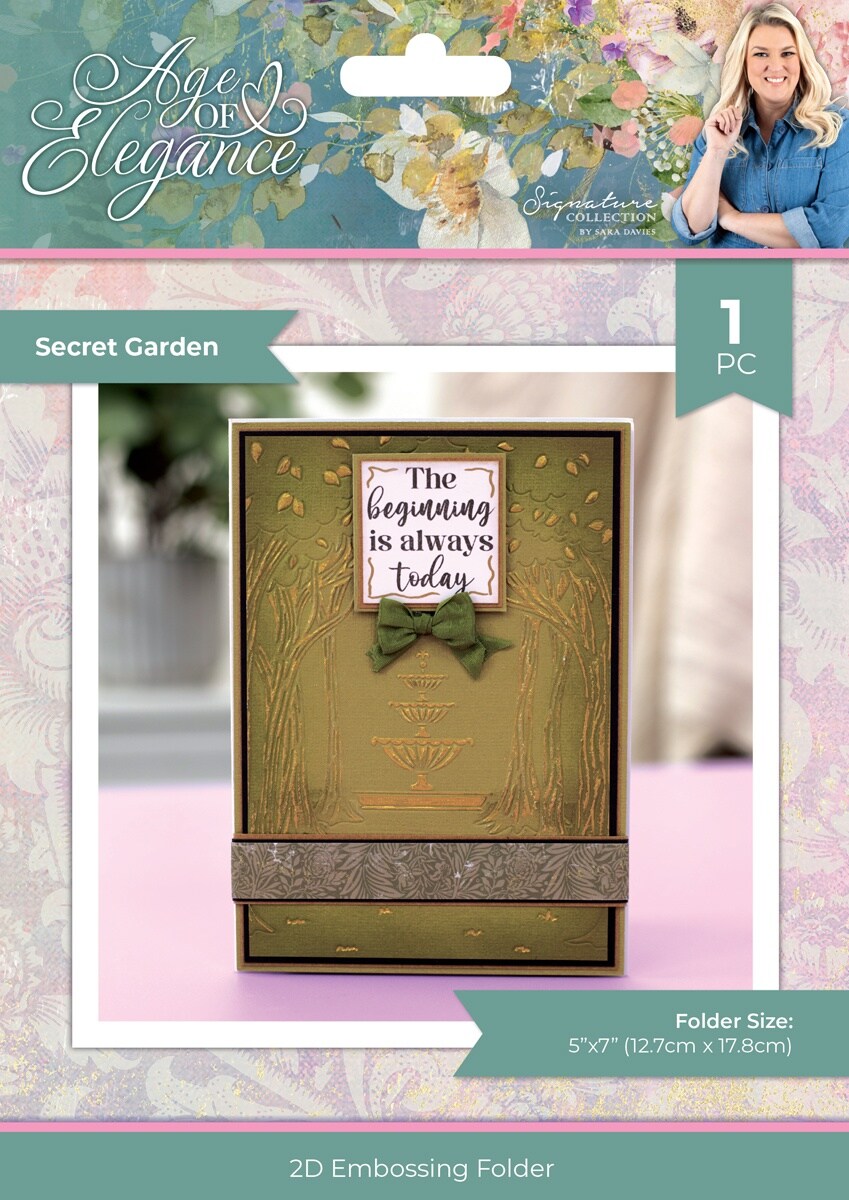 Sara Signature Age Of Elegance 2D Embossing Folder 5"X7"-Secret Garden