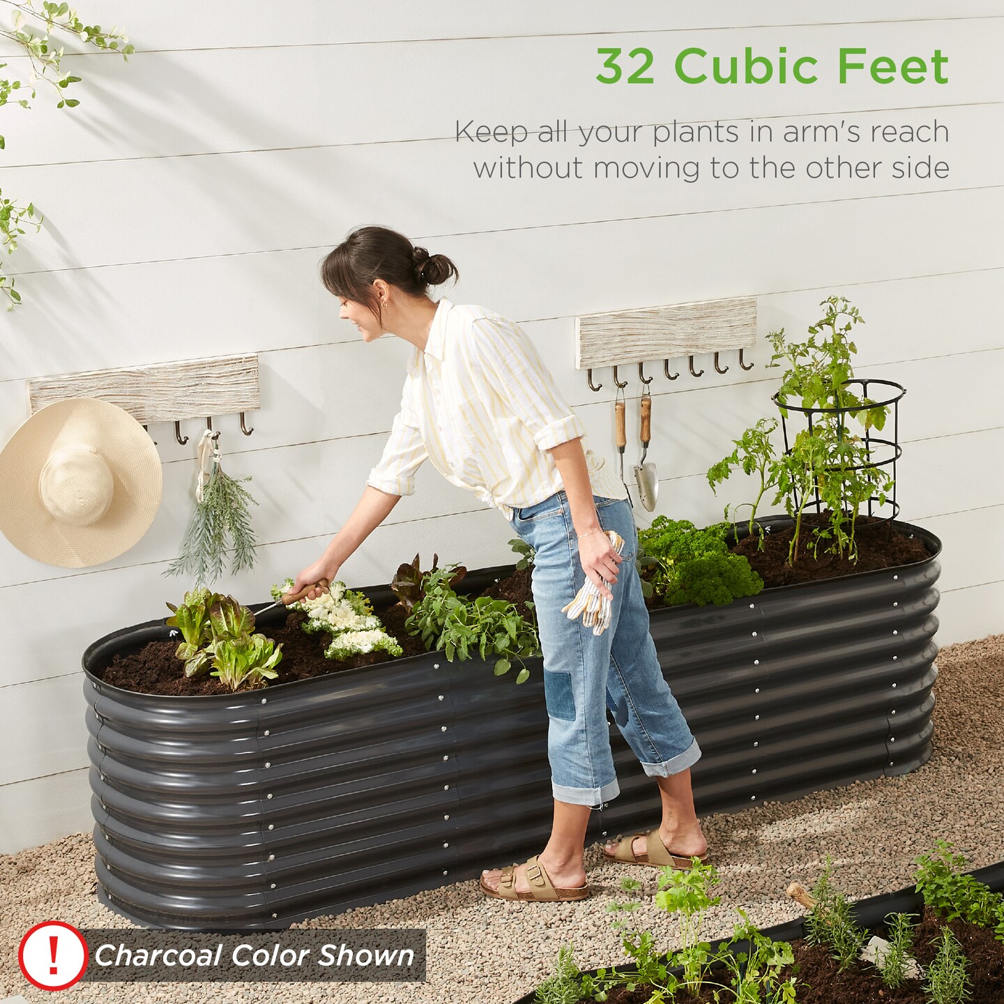 Best Choice Products 8x2x2ft Metal Raised Garden Bed, Oval Outdoor Planter Box w/ 4 Support Bars