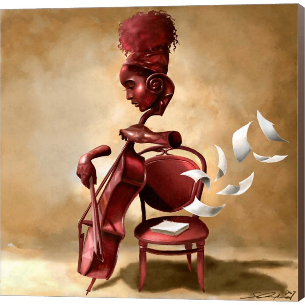 The Solo Cellist by Salaam Muhammad 24&#x22; x 24&#x22; Canvas Wall Art