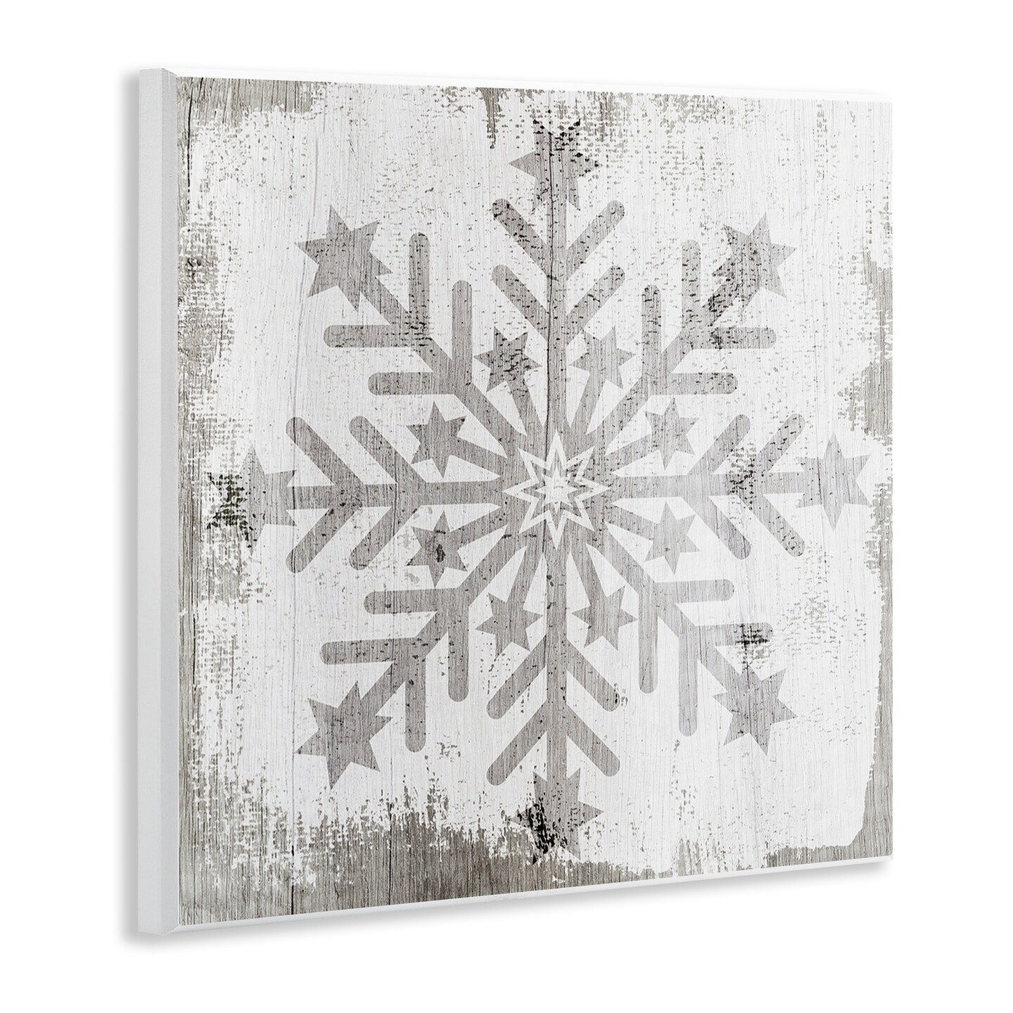 Stupell Industries Winter Snowflake Distressed Pattern Wall Plaque Art