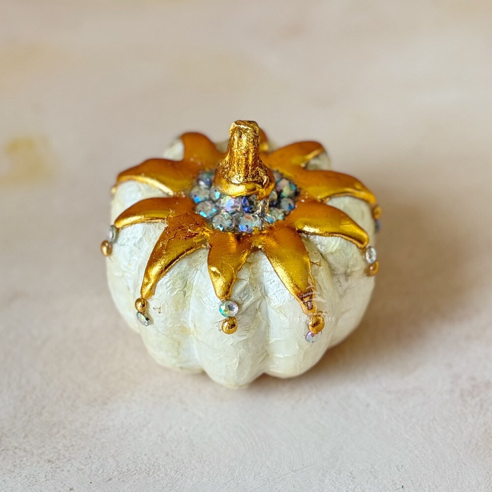 Capiz Ivory Jeweled Pumpkin | Mini | Set of 3