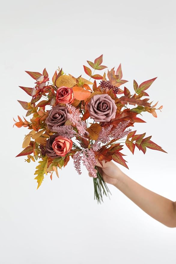 Fall Artificial Greenery Spray Box Set (Pack of 42 Pieces) with 8 Different Types of Faux Foliage Picks for Wedding Bouquet Filler Table Centerpieces and Floral Arrangement